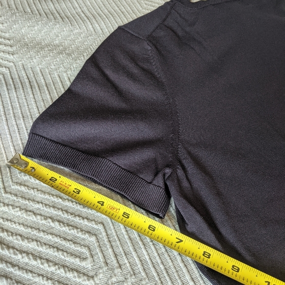 Land's End Short Sleeve Fine gauge Jewelneck Sweater - True Navy Women's Large - Picture 4 of 10